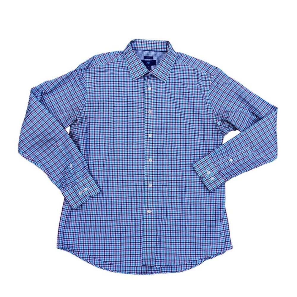 EGARA Non Iron Slim Fit Button Down Shirt XL Men's Plaid Long Sleeve Collar​